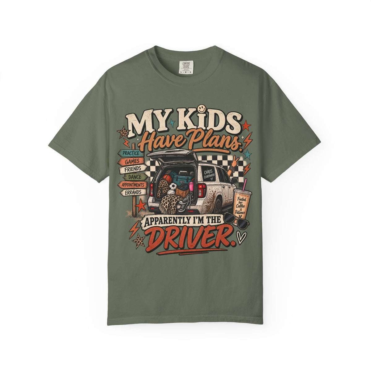 My Kids Have Plans Graphic Tee | Funny Mom Driver Shirt | Busy Mom Life T-Shirt | Chaos Coordinator Tee