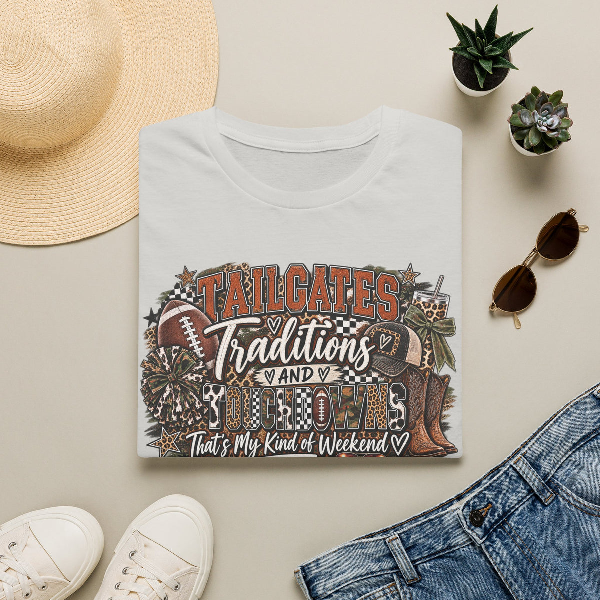 Tailgates Traditions & Touchdowns T-Shirt | Vintage Western Football Tee