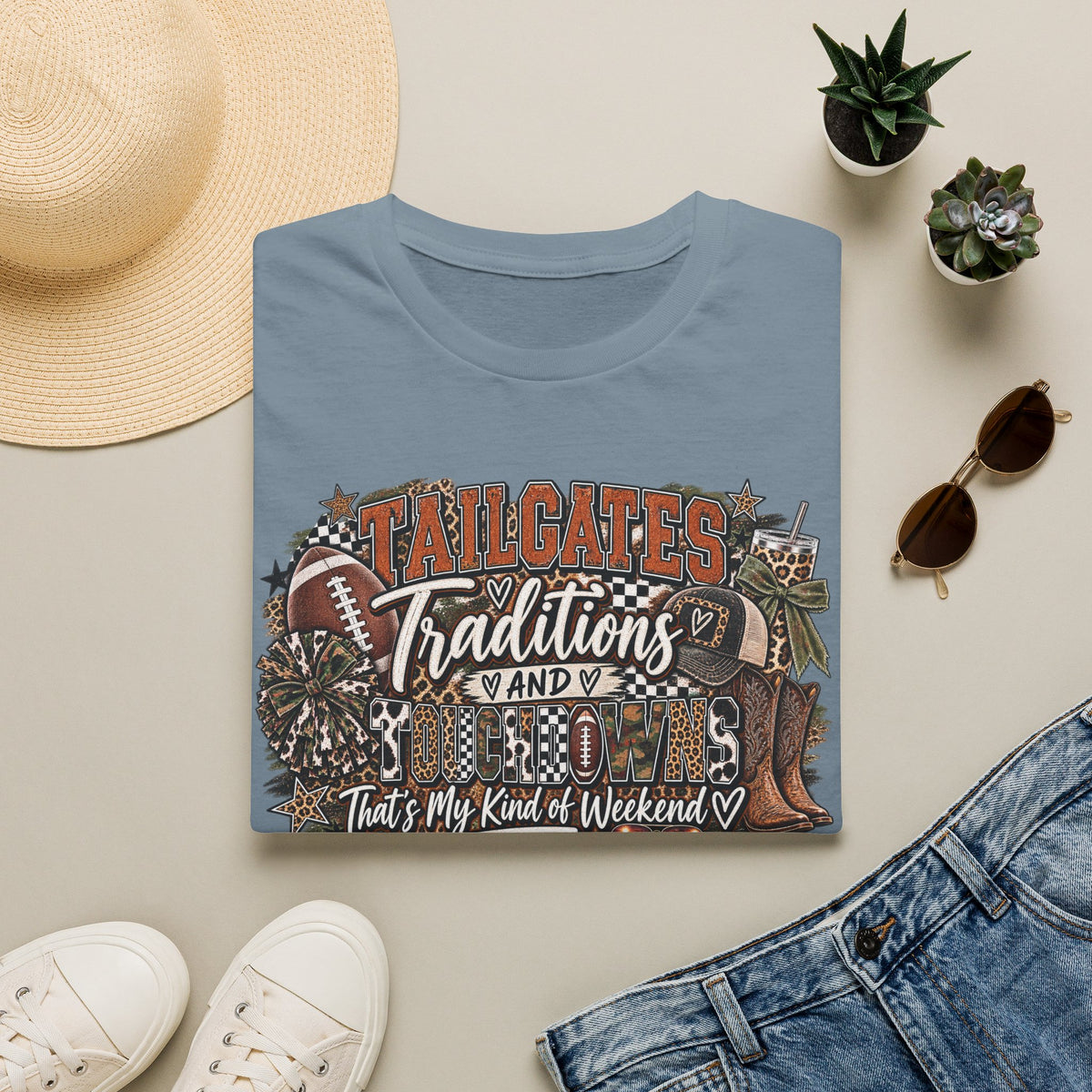 Tailgates Traditions & Touchdowns T-Shirt | Vintage Western Football Tee