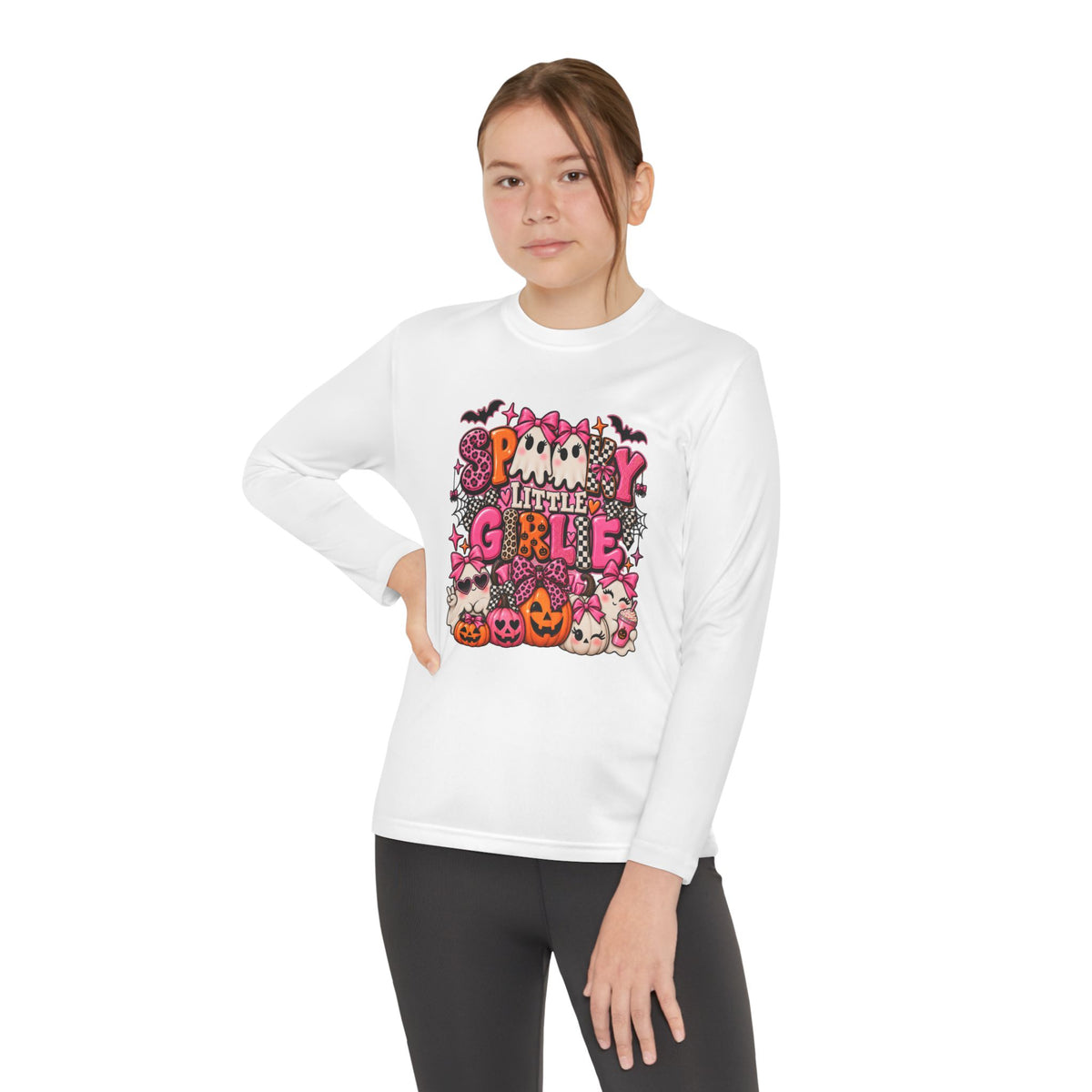 Spooky Little Girlie Halloween Shirt | Pink Ghost & Bow Kids Tee | Girly Halloween Toddler Shirt | Cute Pumpkin Spooky Season Tee