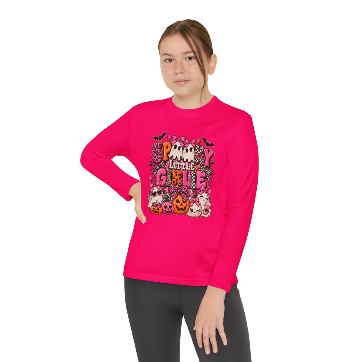 Spooky Little Girlie Halloween Shirt | Pink Ghost & Bow Kids Tee | Girly Halloween Toddler Shirt | Cute Pumpkin Spooky Season Tee