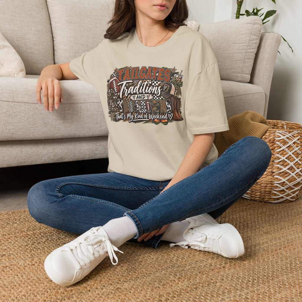 Tailgates Traditions & Touchdowns T-Shirt | Vintage Western Football Tee