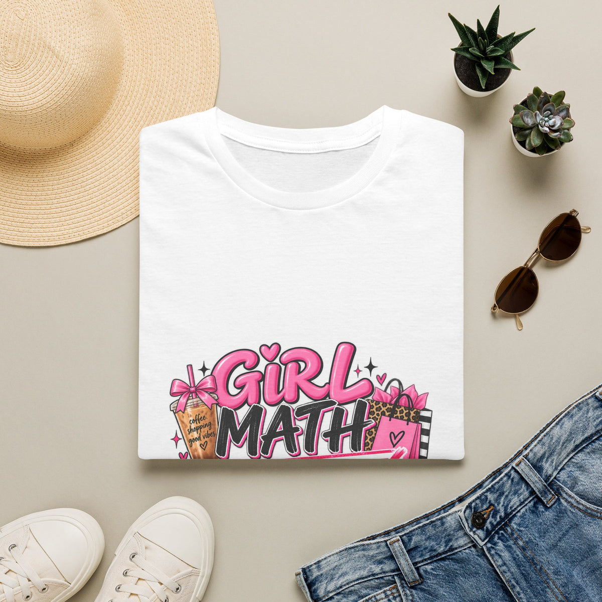 Girl Math Approved Graphic Tee/ Cute Shopping & Coffee T-Shirt
