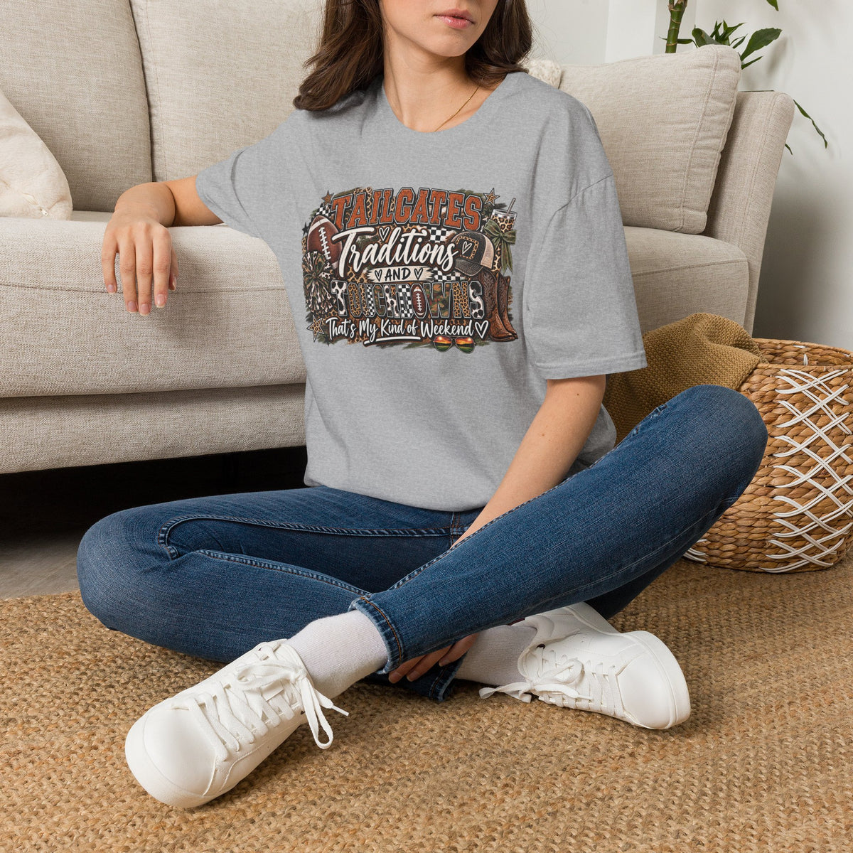 Tailgates Traditions & Touchdowns T-Shirt | Vintage Western Football Tee