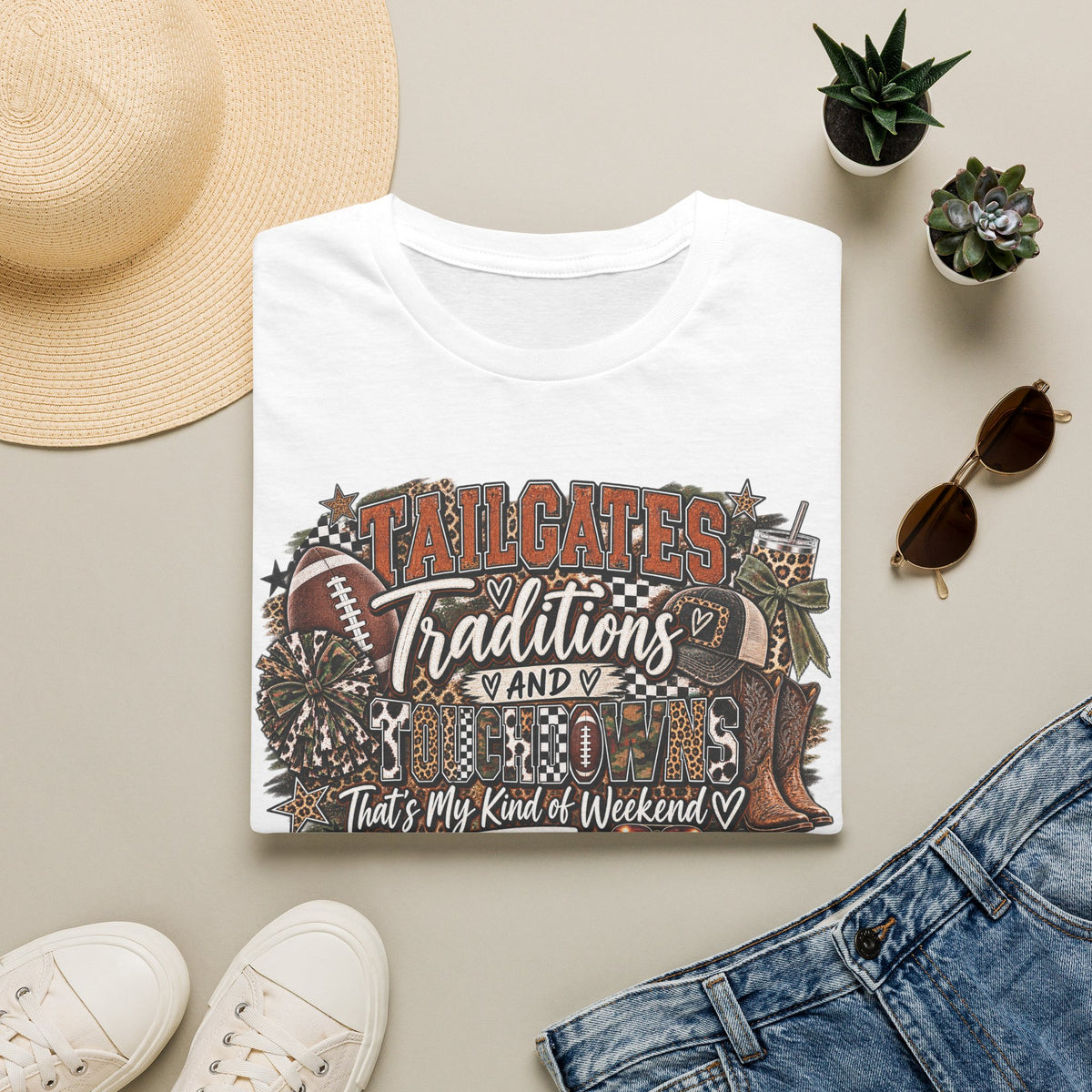 Tailgates Traditions & Touchdowns T-Shirt | Vintage Western Football Tee