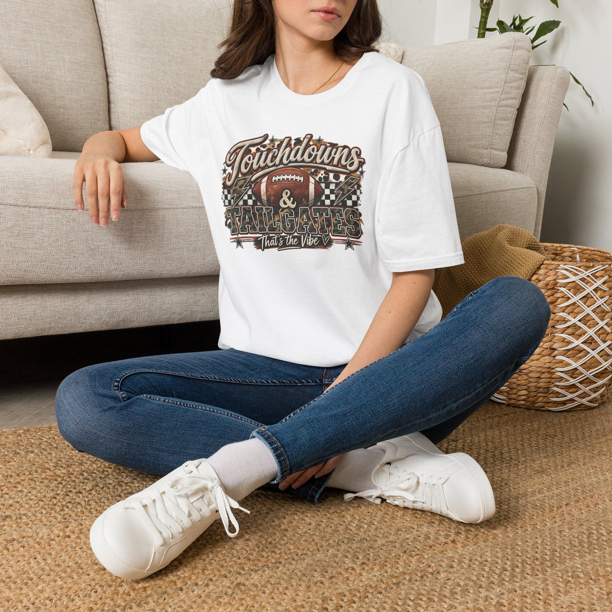 Touchdowns & Tailgates Football T-Shirt | Vintage Camo Game Day Tee