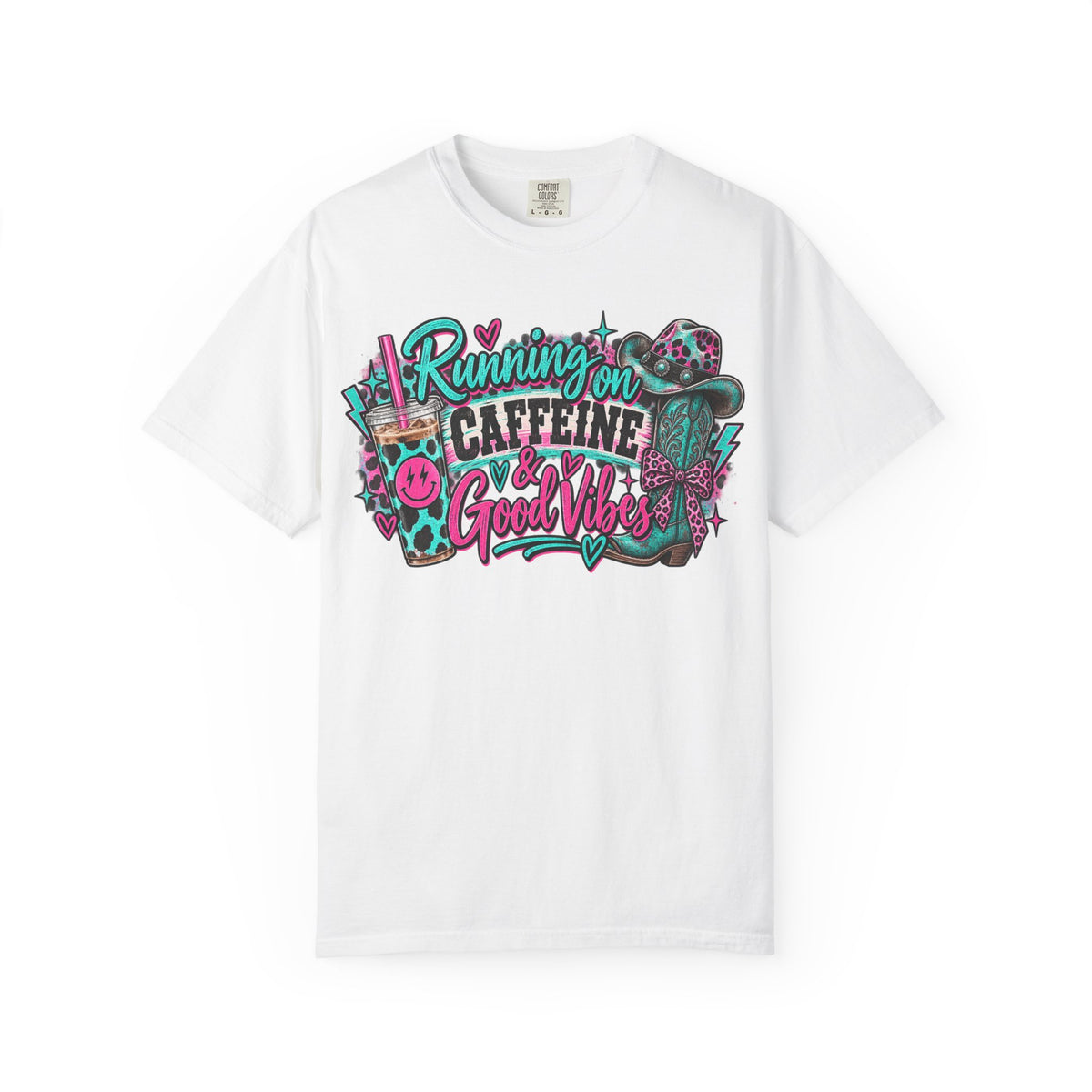 Running on Caffeine & Good Vibes Graphic Tee | Western Coffee Shirt | Cowgirl T-Shirt | Cute Country Women's Tee