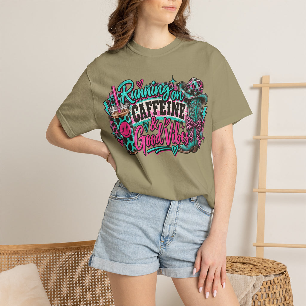 Running on Caffeine & Good Vibes Graphic Tee | Western Coffee Shirt | Cowgirl T-Shirt | Cute Country Women's Tee