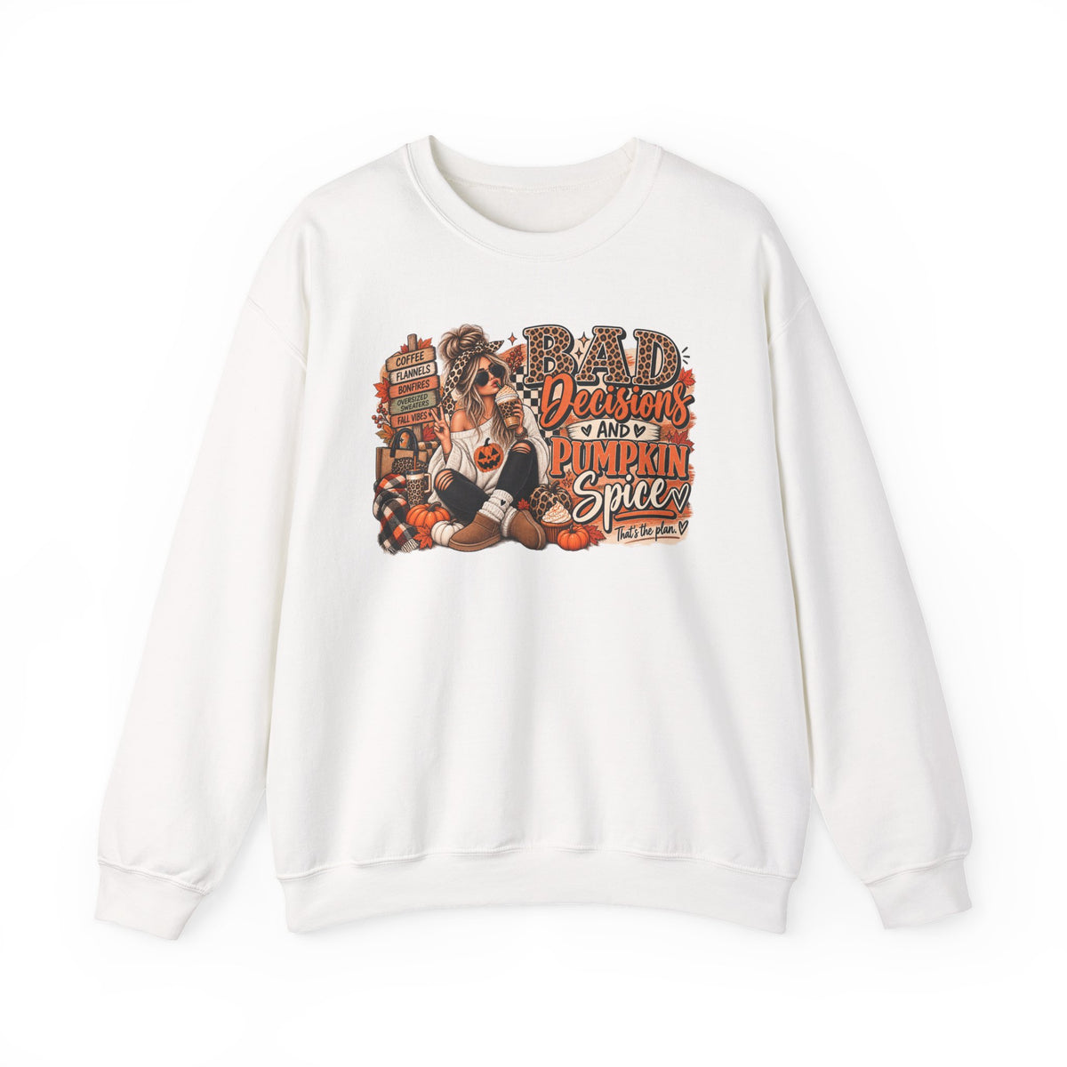 Bad Decisions & Pumpkin Spice Graphic Tee | Funny Fall Shirt | Pumpkin Spice T-Shirt | Cute Autumn Coffee Tee