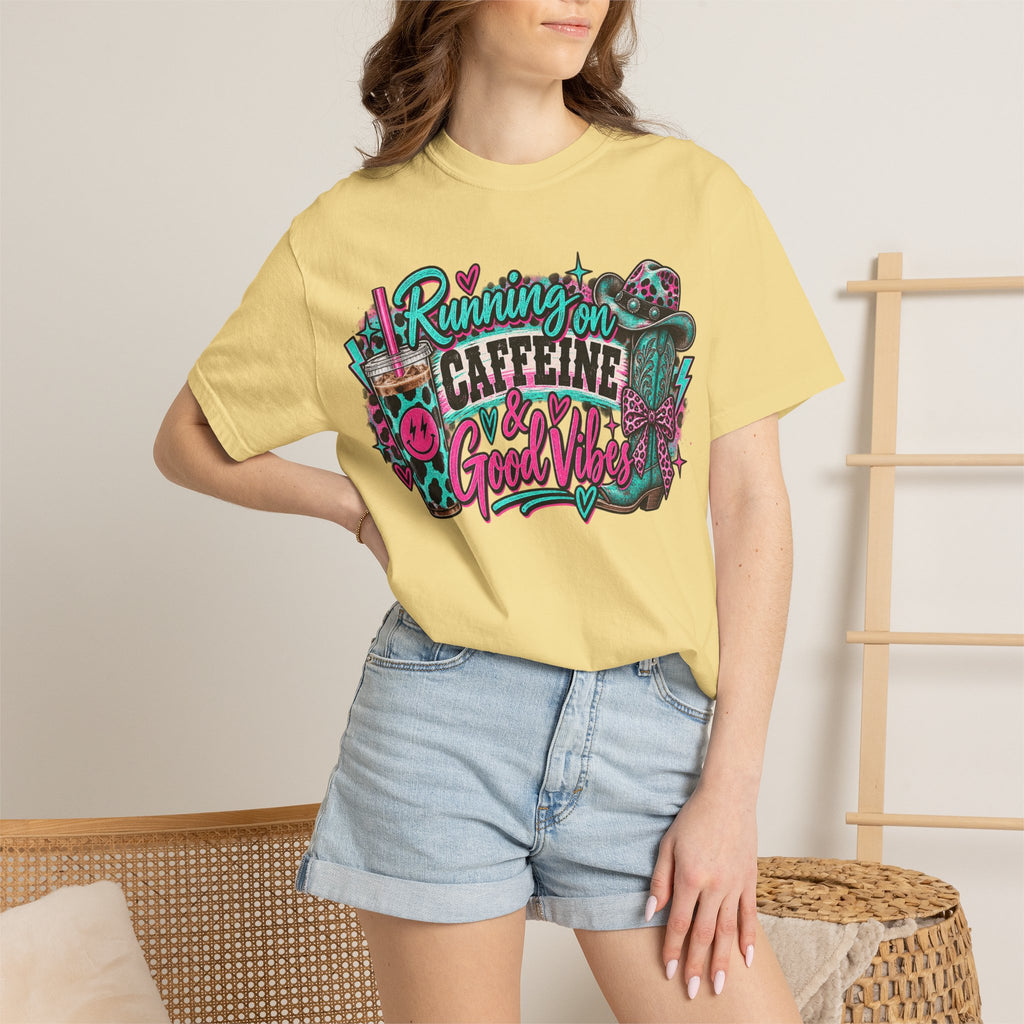 Running on Caffeine & Good Vibes Graphic Tee | Western Coffee Shirt | Cowgirl T-Shirt | Cute Country Women's Tee