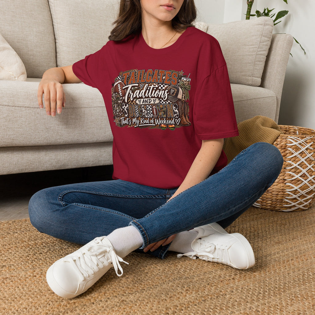 Tailgates Traditions & Touchdowns T-Shirt | Vintage Western Football Tee