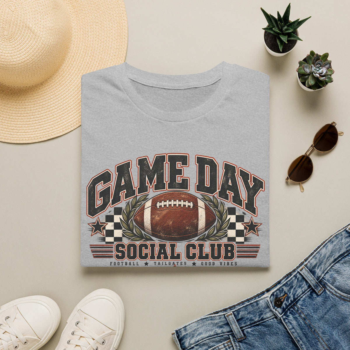 Game Day Social Club Football T-Shirt | Vintage Tailgate Graphic Tee