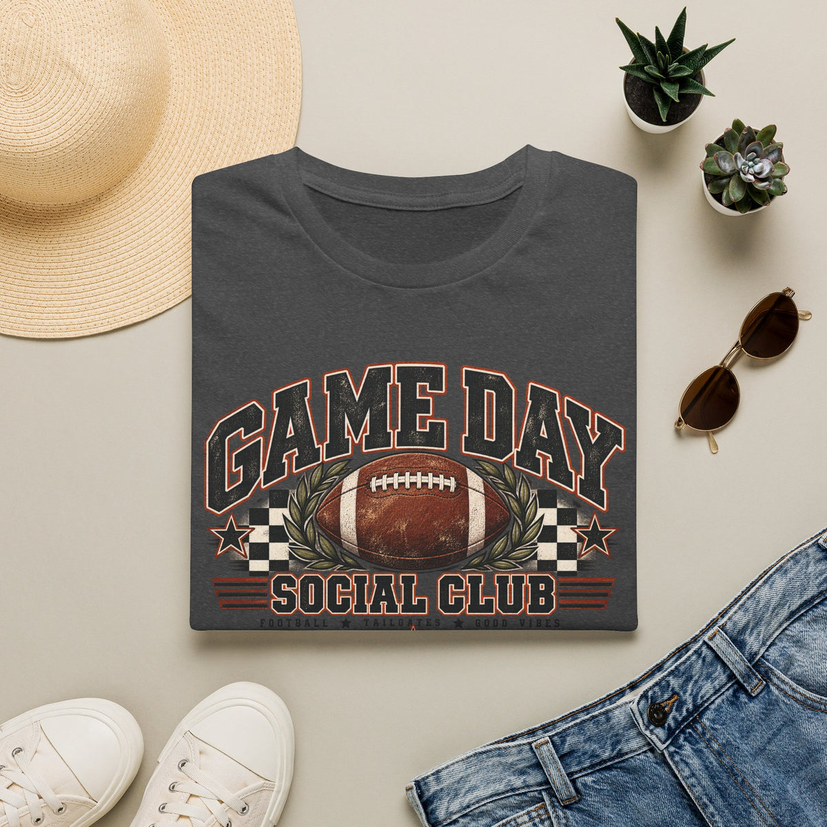 Game Day Social Club Football T-Shirt | Vintage Tailgate Graphic Tee