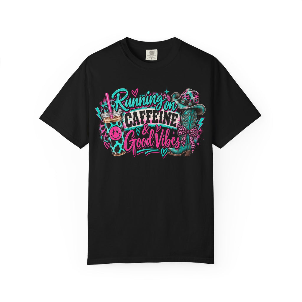 Running on Caffeine & Good Vibes Graphic Tee | Western Coffee Shirt | Cowgirl T-Shirt | Cute Country Women's Tee