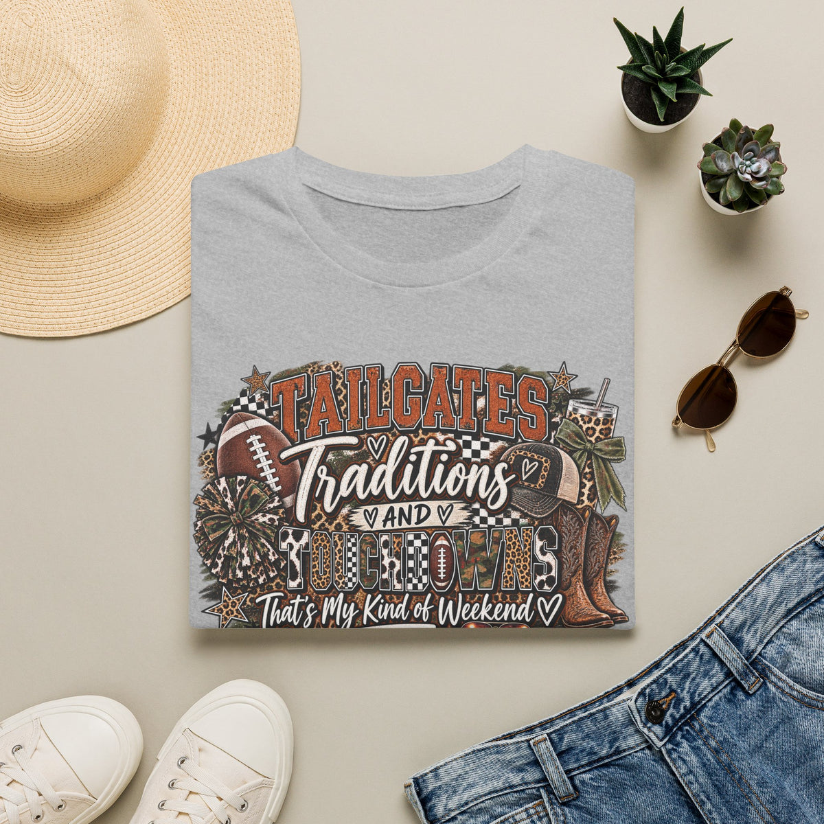 Tailgates Traditions & Touchdowns T-Shirt | Vintage Western Football Tee