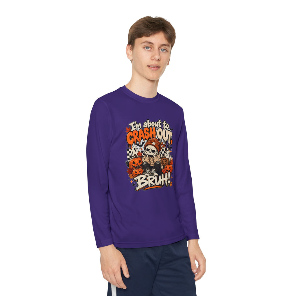 I’m About to Crash Out Bruh Kids Halloween Shirt | Funny Skeleton Graphic Tee | Trendy Spooky Season Shirt | Fall Kids T-Shirt