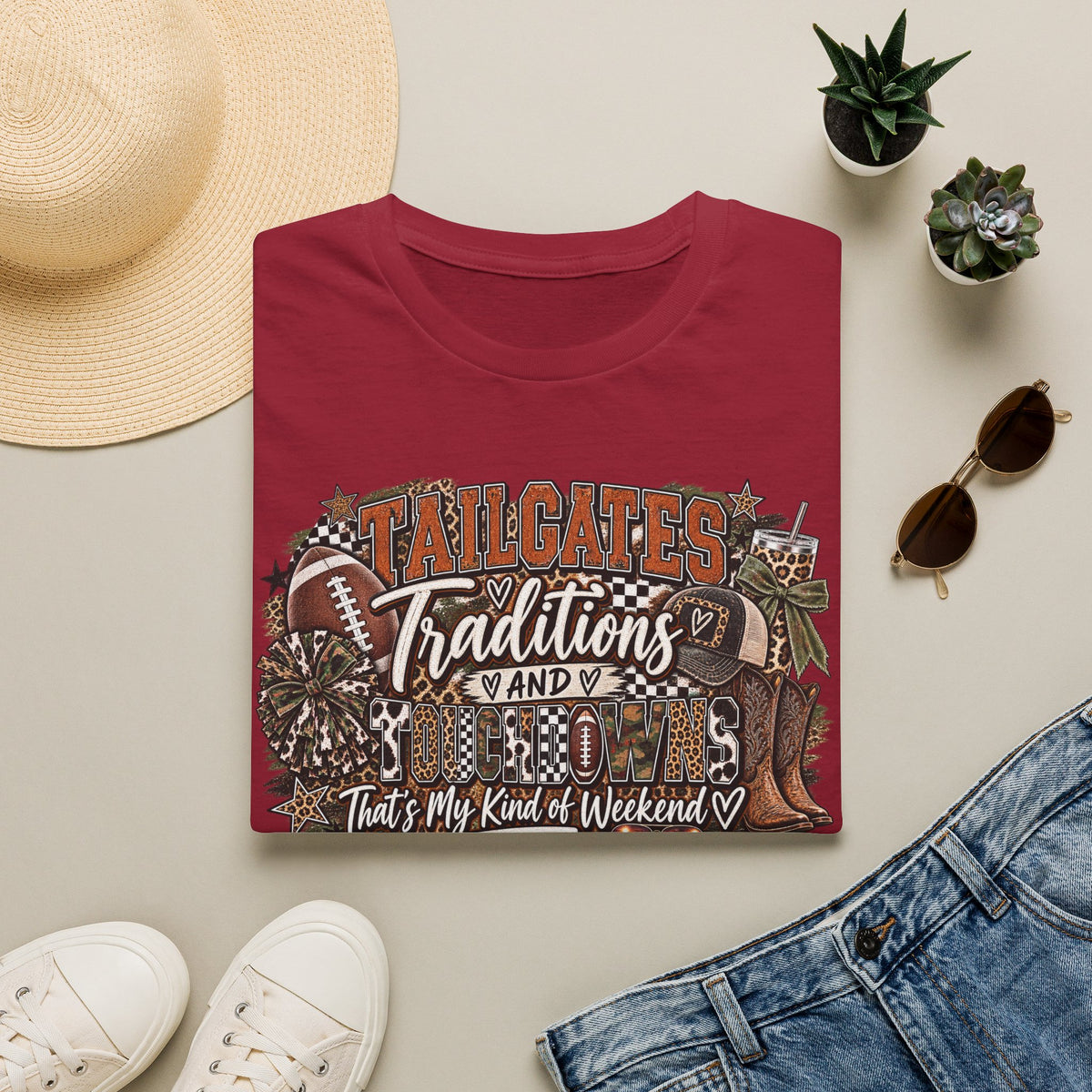 Tailgates Traditions & Touchdowns T-Shirt | Vintage Western Football Tee