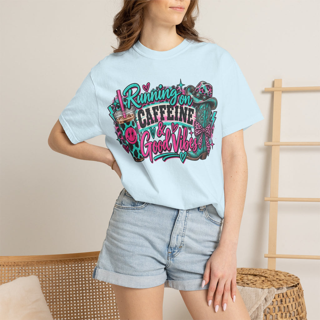 Running on Caffeine & Good Vibes Graphic Tee | Western Coffee Shirt | Cowgirl T-Shirt | Cute Country Women's Tee