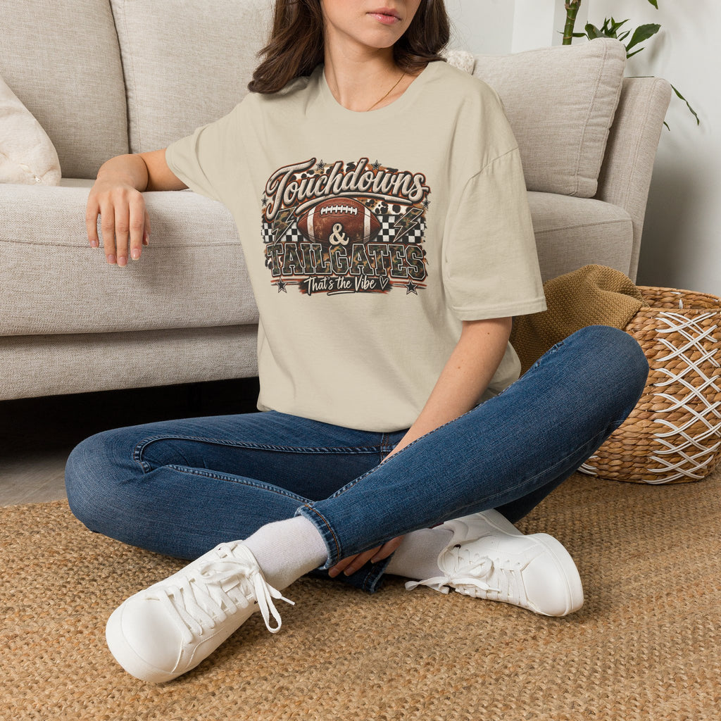 Touchdowns & Tailgates Football T-Shirt | Vintage Camo Game Day Tee