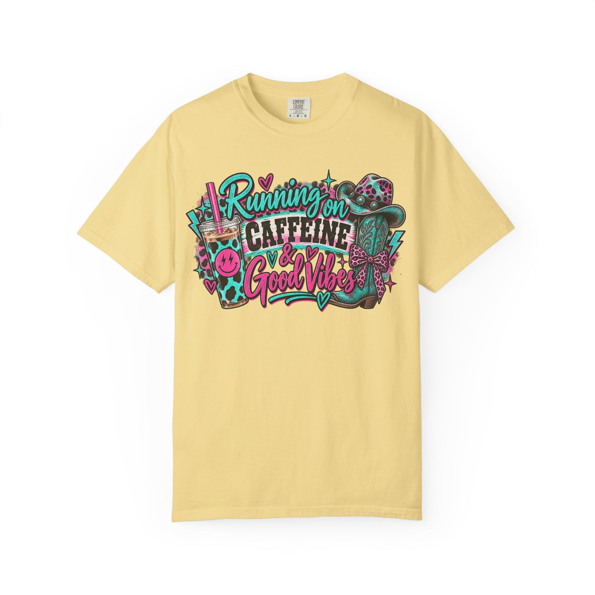 Running on Caffeine & Good Vibes Graphic Tee | Western Coffee Shirt | Cowgirl T-Shirt | Cute Country Women's Tee