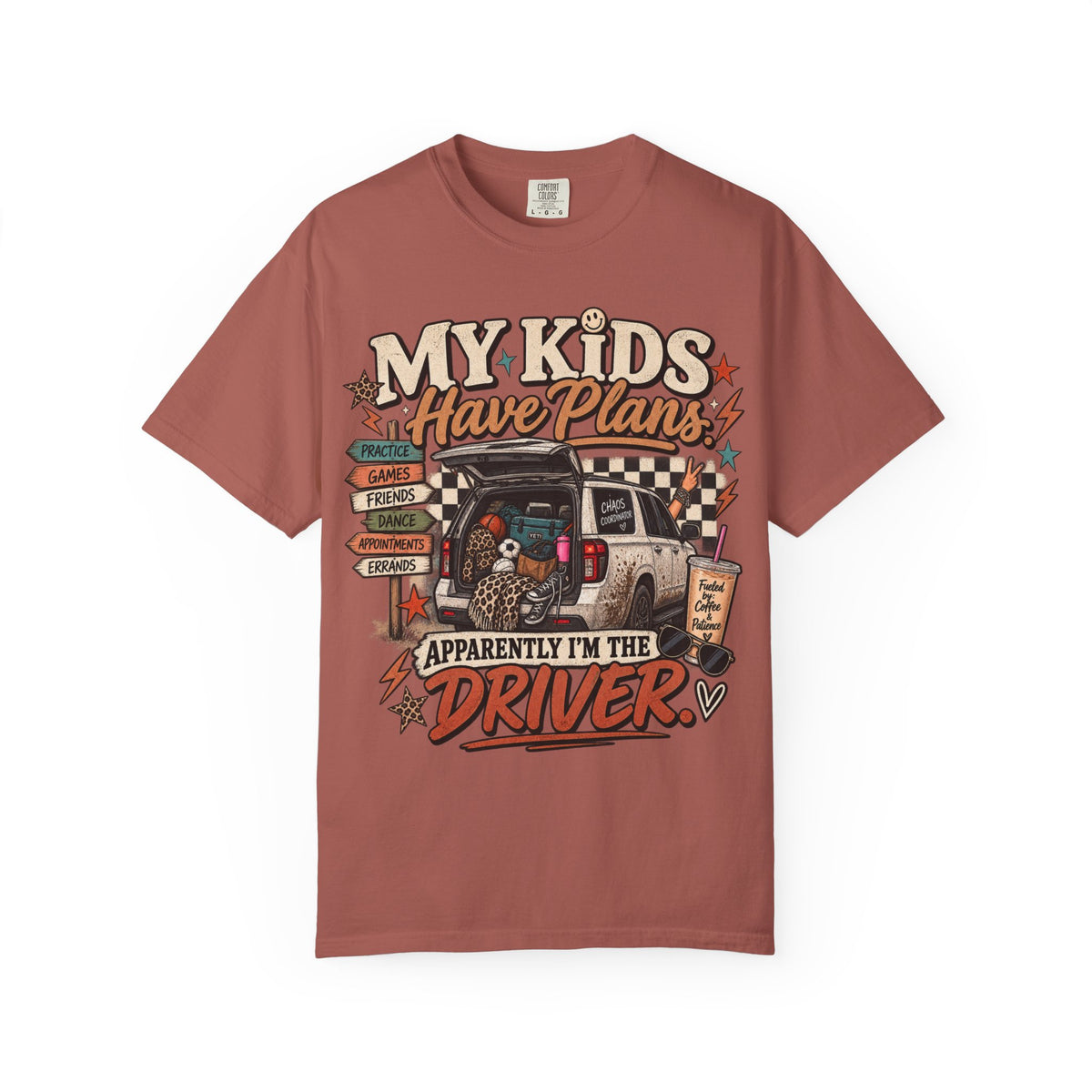 My Kids Have Plans Graphic Tee | Funny Mom Driver Shirt | Busy Mom Life T-Shirt | Chaos Coordinator Tee
