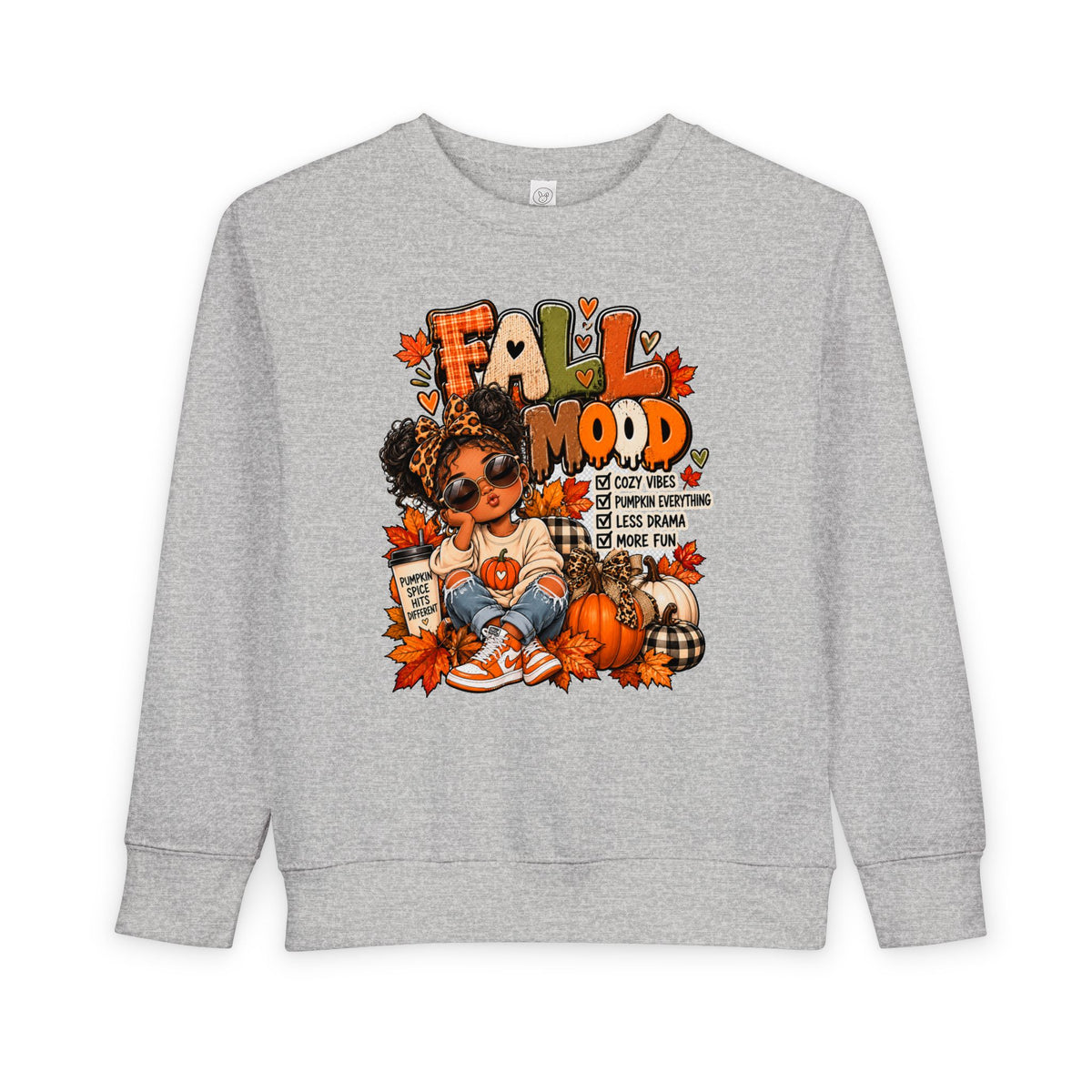 Fall Mood Kids Hoodie | Cute Pumpkin Fall Sweatshirt for Girls | Cozy Autumn Graphic Hoodie | Pumpkin Spice Kids Hoodie