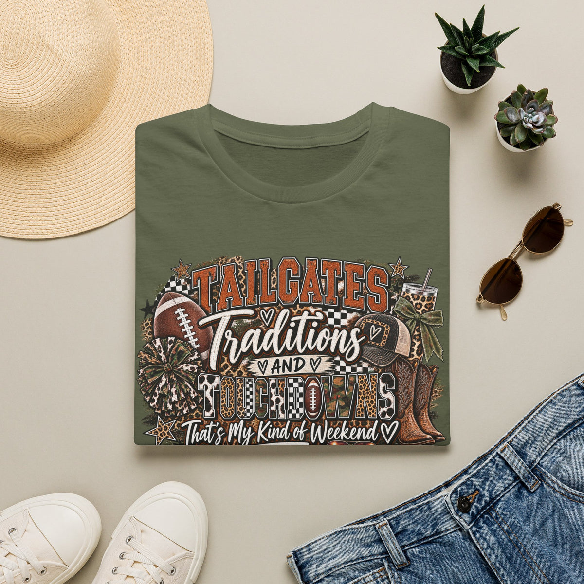 Tailgates Traditions & Touchdowns T-Shirt | Vintage Western Football Tee