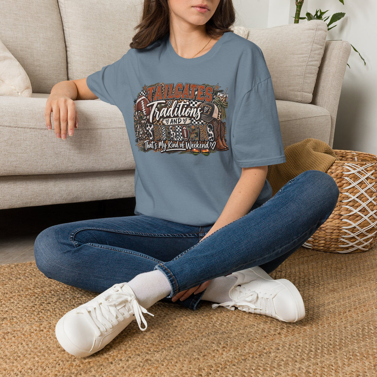 Tailgates Traditions & Touchdowns T-Shirt | Vintage Western Football Tee