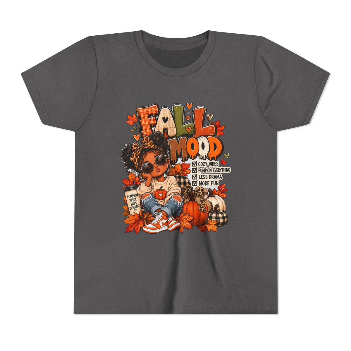 Fall Mood Kids tee | Cute Pumpkin Fall Shirt for Girls | Cozy Autumn Graphic shirt | Pumpkin Spice Kids tee
