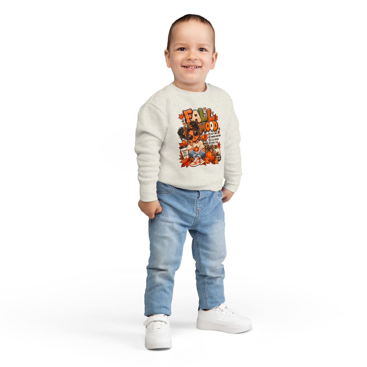 Fall Mood Kids Hoodie | Cute Pumpkin Fall Sweatshirt for Girls | Cozy Autumn Graphic Hoodie | Pumpkin Spice Kids Hoodie