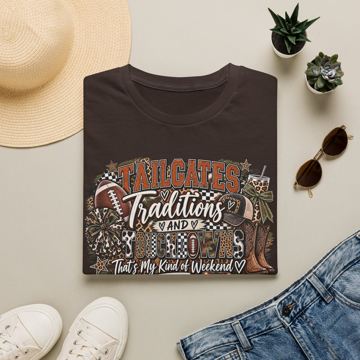 Tailgates Traditions & Touchdowns T-Shirt | Vintage Western Football Tee