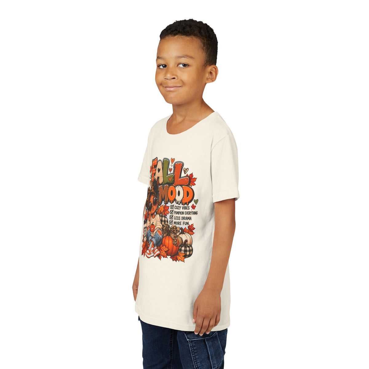 Fall Mood Kids tee | Cute Pumpkin Fall Shirt for Girls | Cozy Autumn Graphic shirt | Pumpkin Spice Kids tee