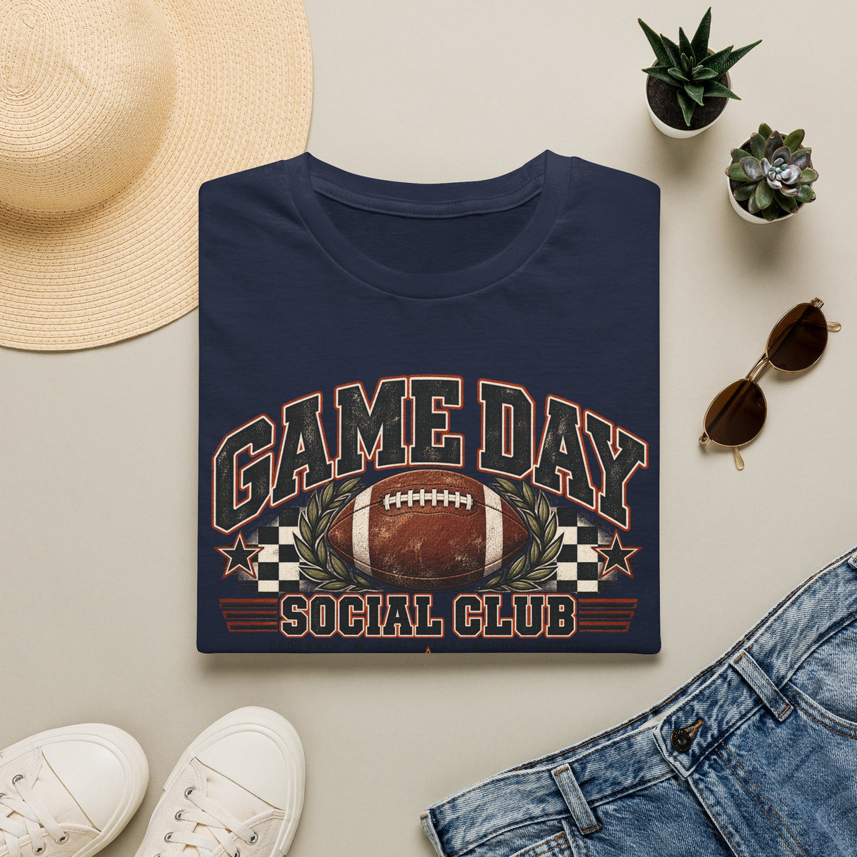 Game Day Social Club Football T-Shirt | Vintage Tailgate Graphic Tee