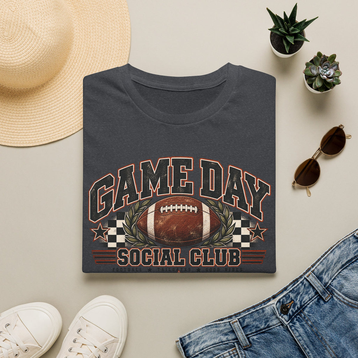 Game Day Social Club Football T-Shirt | Vintage Tailgate Graphic Tee