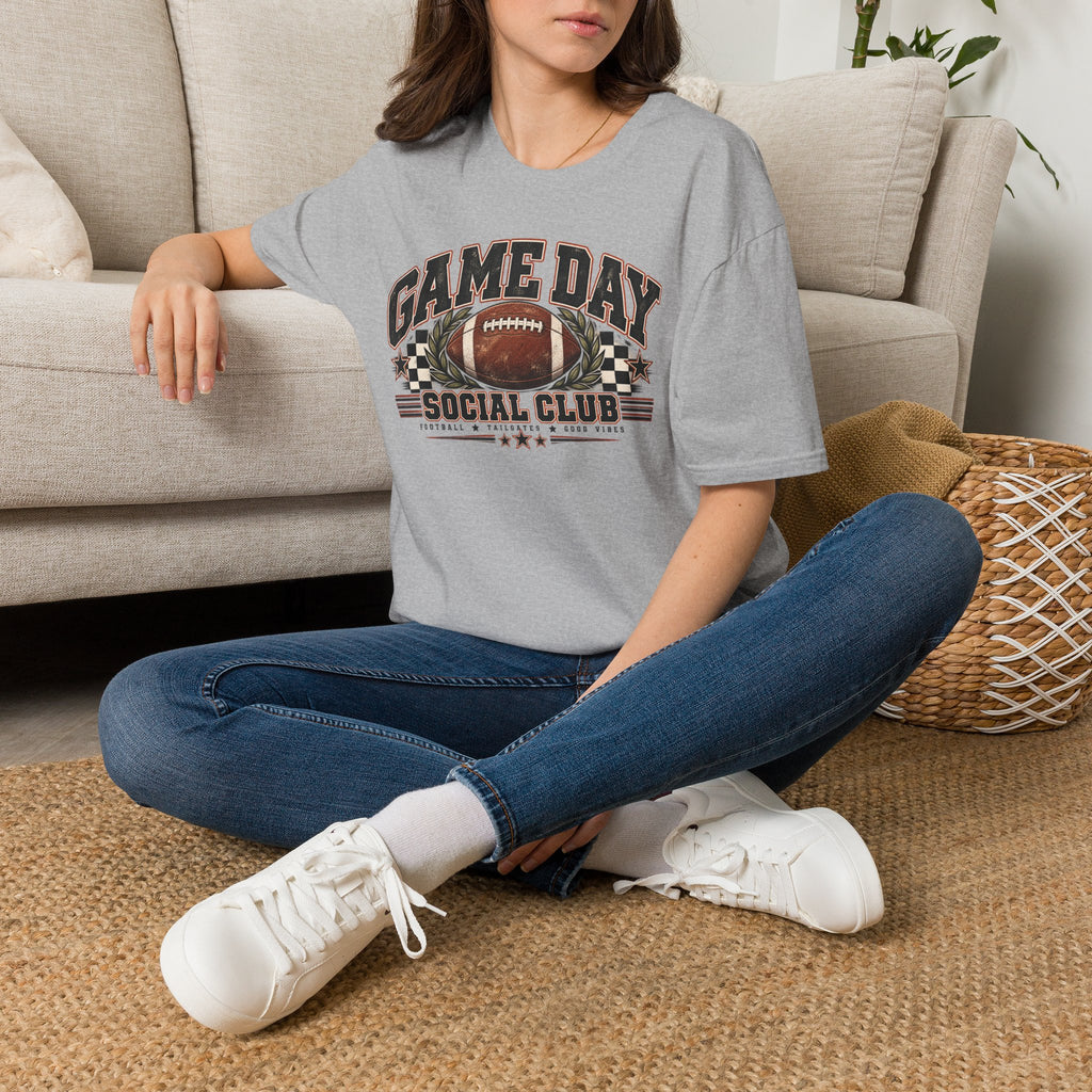 Game Day Social Club Football T-Shirt | Vintage Tailgate Graphic Tee