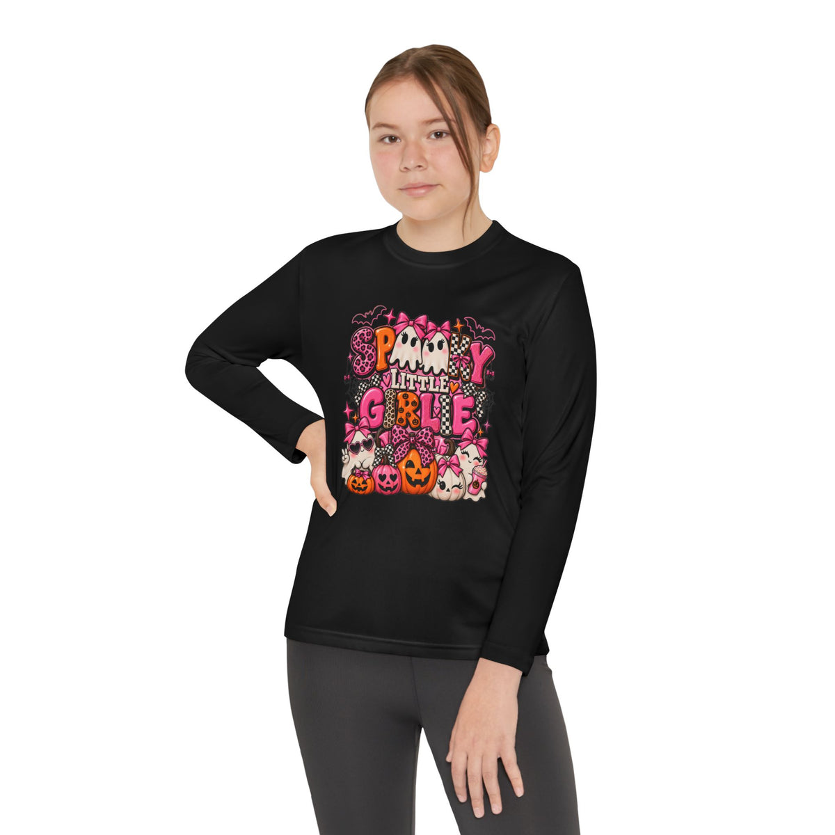 Spooky Little Girlie Halloween Shirt | Pink Ghost & Bow Kids Tee | Girly Halloween Toddler Shirt | Cute Pumpkin Spooky Season Tee