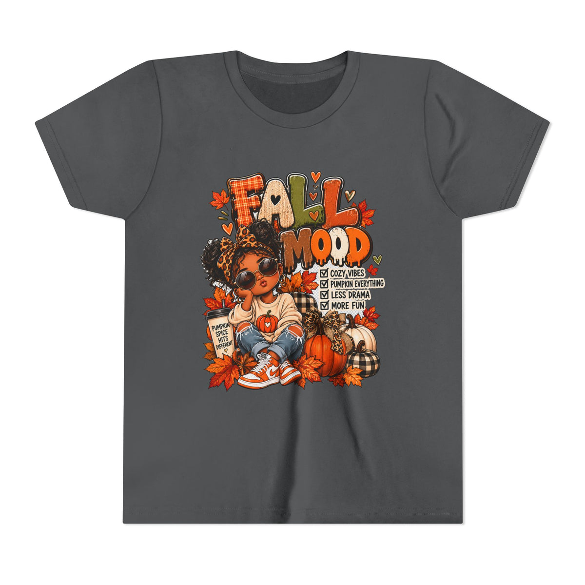 Fall Mood Kids tee | Cute Pumpkin Fall Shirt for Girls | Cozy Autumn Graphic shirt | Pumpkin Spice Kids tee