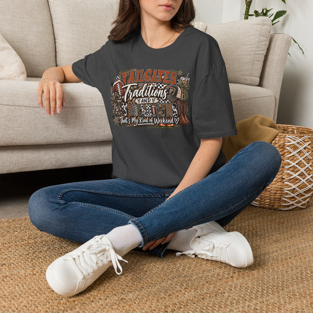 Tailgates Traditions & Touchdowns T-Shirt | Vintage Western Football Tee