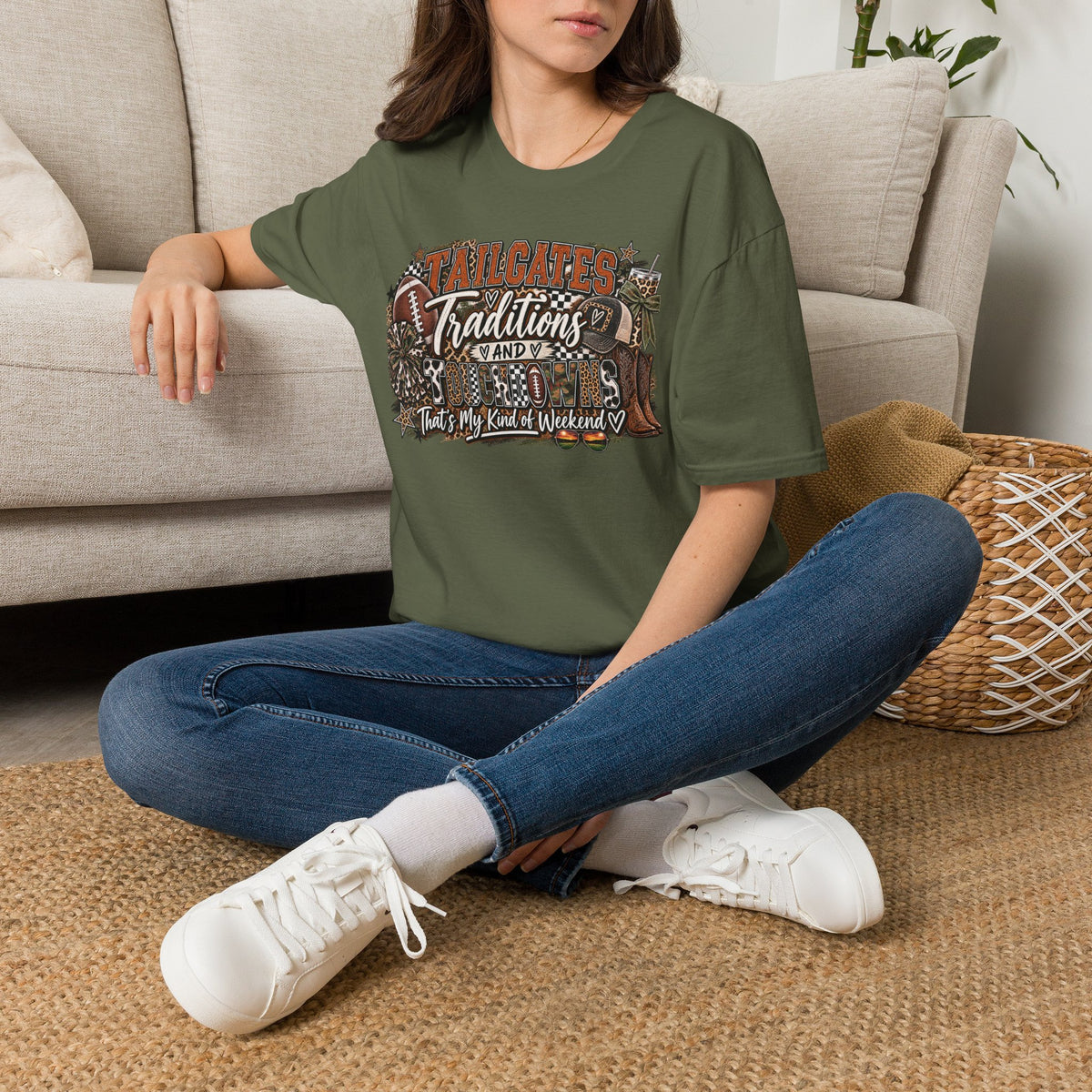 Tailgates Traditions & Touchdowns T-Shirt | Vintage Western Football Tee
