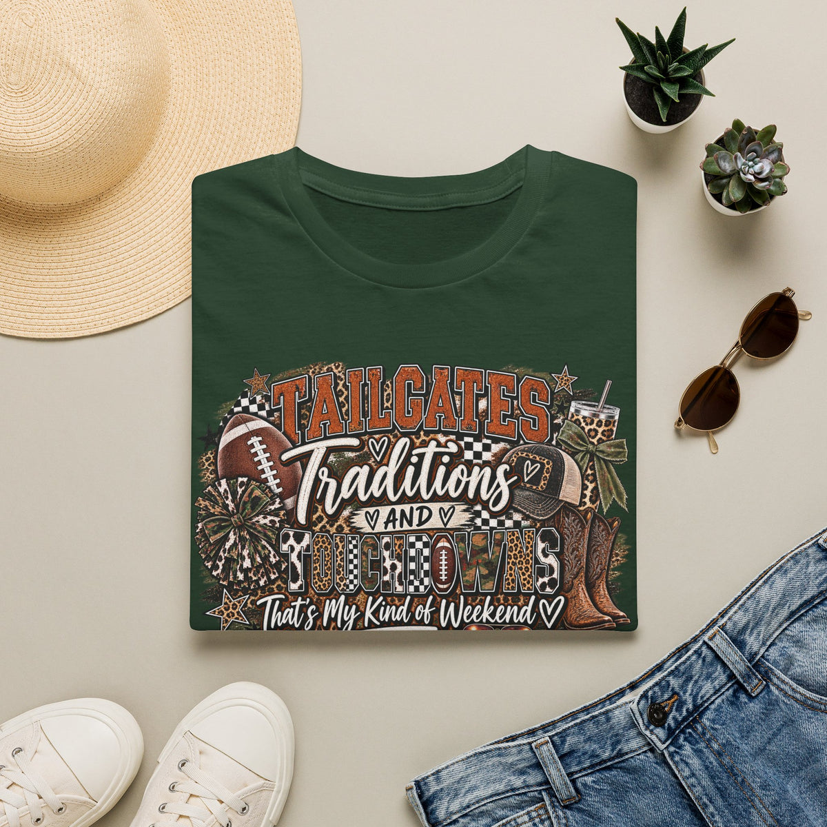 Tailgates Traditions & Touchdowns T-Shirt | Vintage Western Football Tee