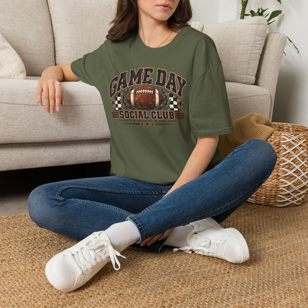 Game Day Social Club Football T-Shirt | Vintage Tailgate Graphic Tee