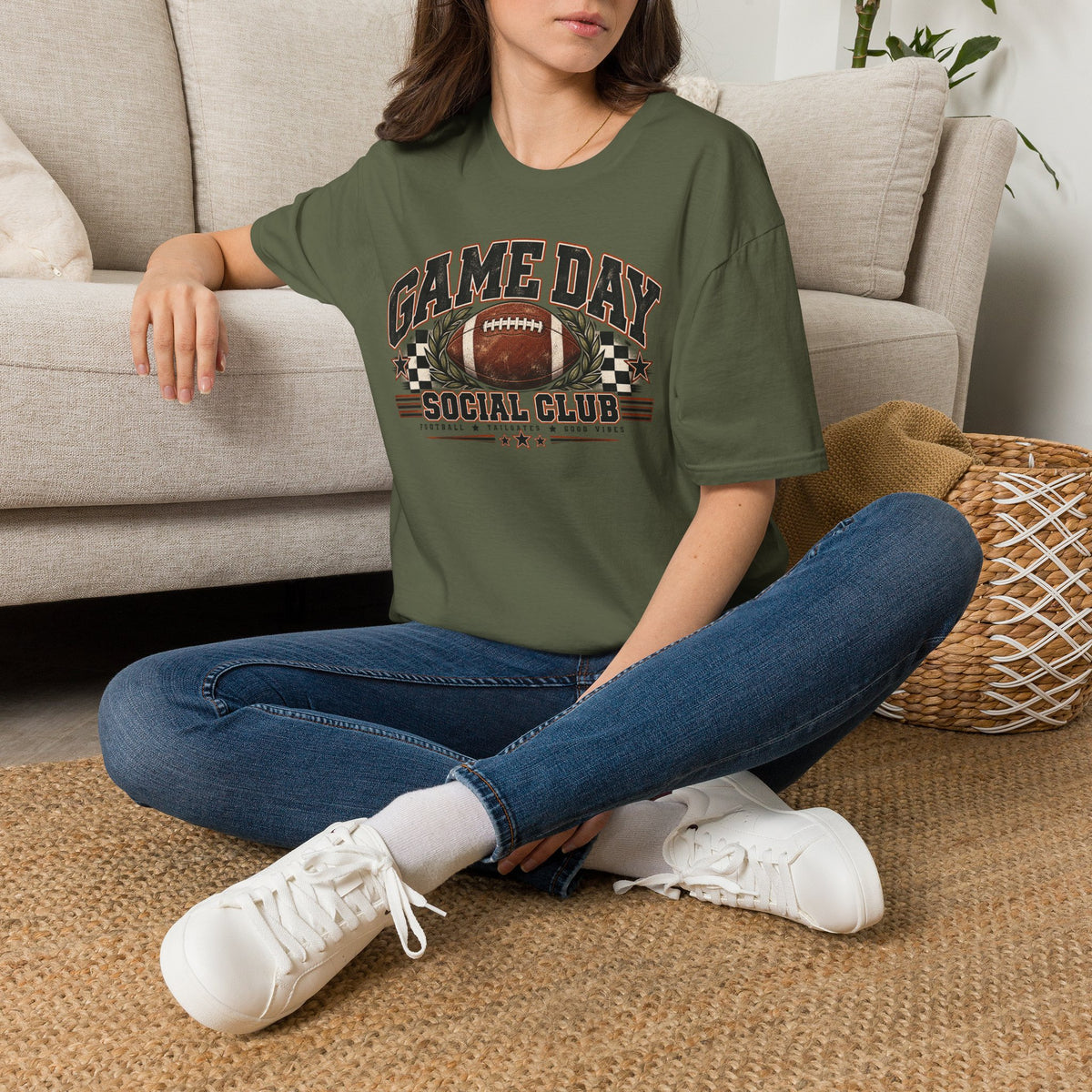Game Day Social Club Football T-Shirt | Vintage Tailgate Graphic Tee