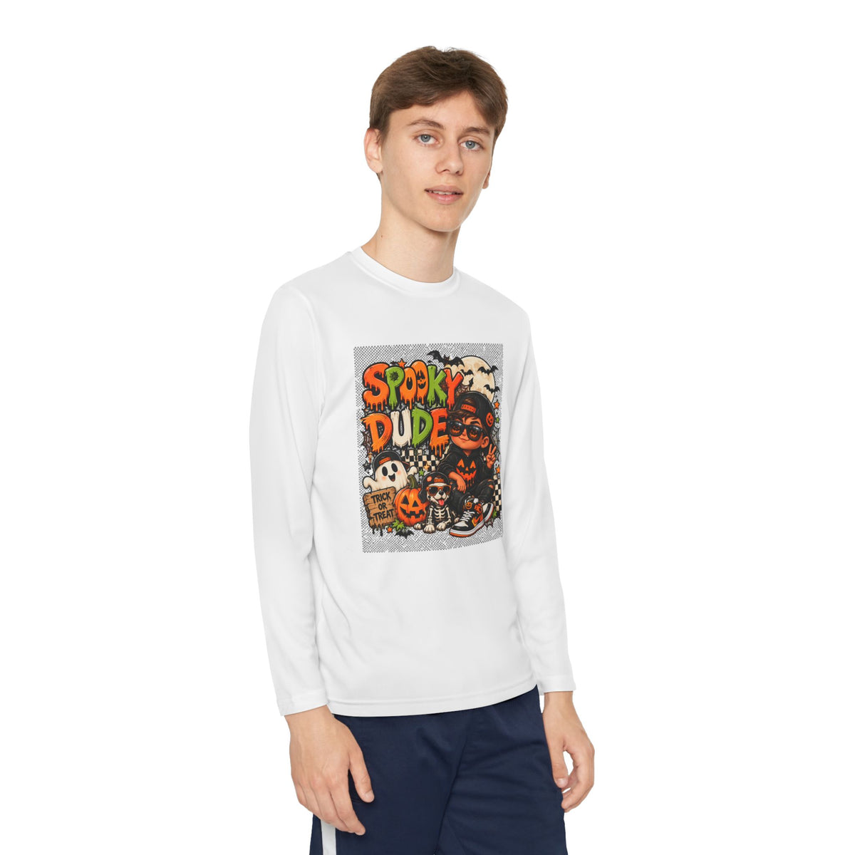 Spooky Dude Kids Halloween Shirt | Cool Boys Ghost & Pumpkin Tee | Trendy Toddler Halloween Shirt | Trick or Treat Graphic Tee