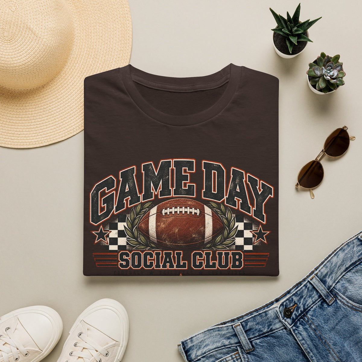 Game Day Social Club Football T-Shirt | Vintage Tailgate Graphic Tee