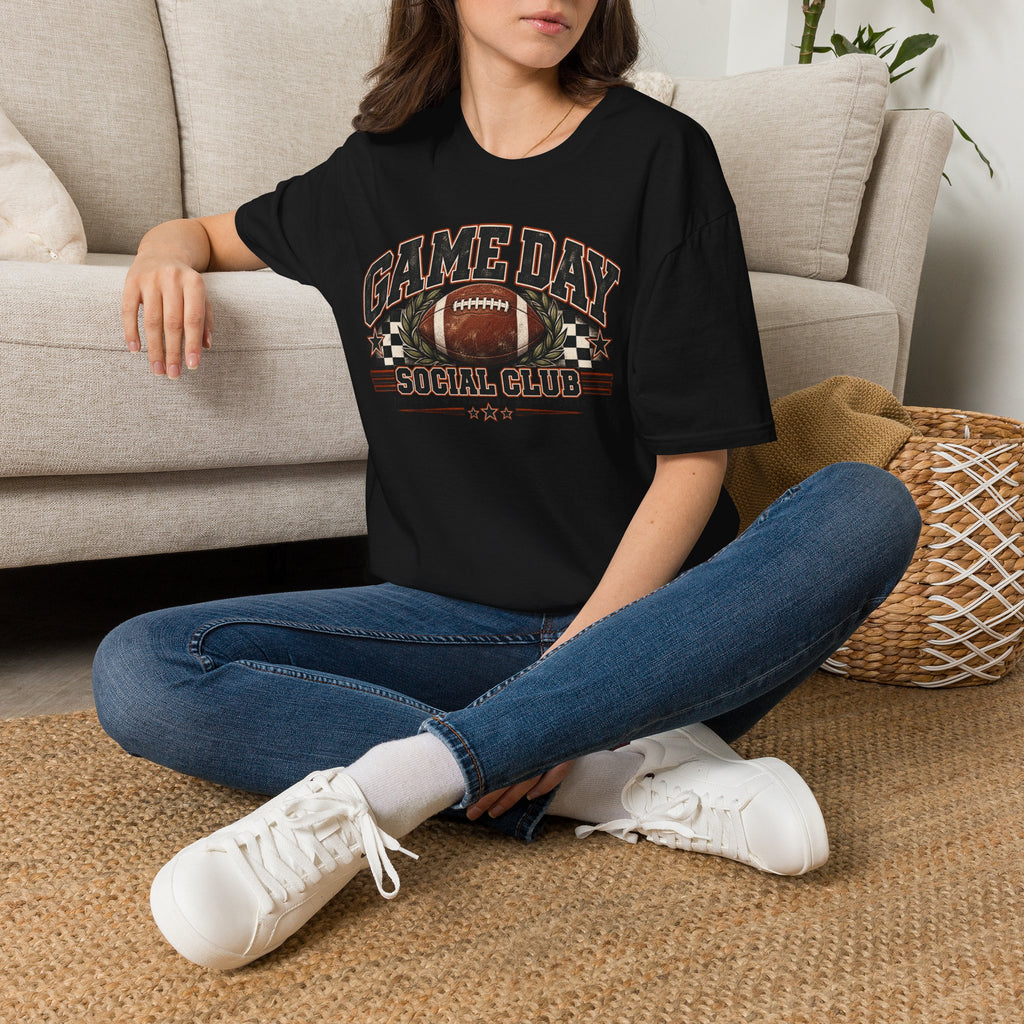 Game Day Social Club Football T-Shirt | Vintage Tailgate Graphic Tee