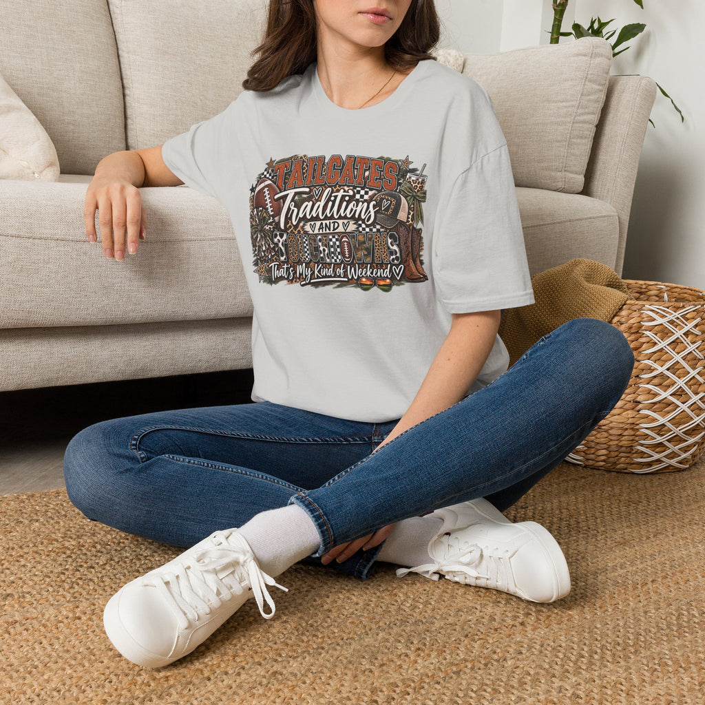 Tailgates Traditions & Touchdowns T-Shirt | Vintage Western Football Tee